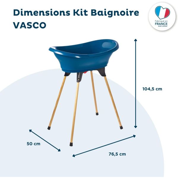 Baignoire Vasco avec pied et tuyau Bleu océan