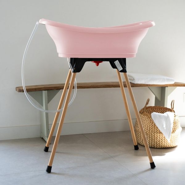 Baignoire Vasco avec pied et tuyau Rose