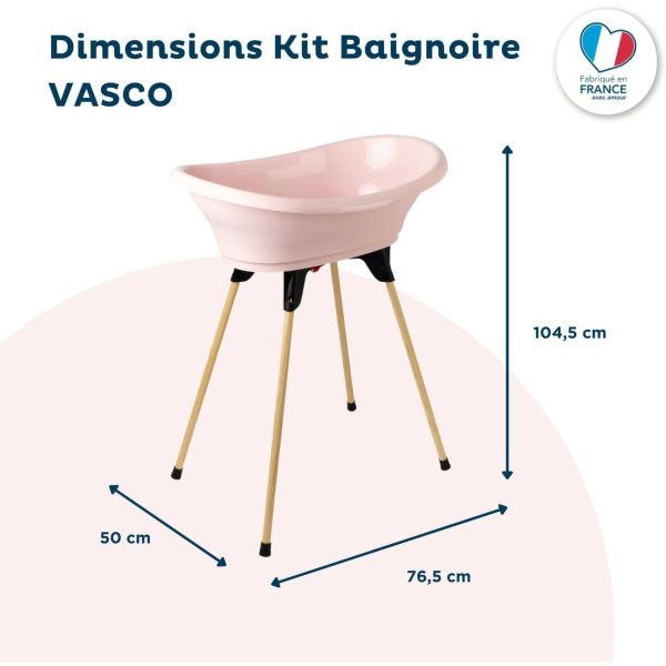 Baignoire Vasco avec pied et tuyau Rose