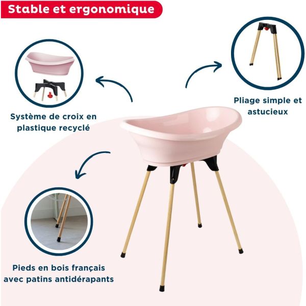 Baignoire Vasco avec pied et tuyau Rose