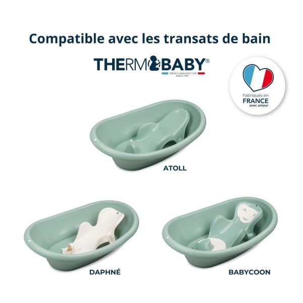 Baignoire Vasco avec pied et tuyau Vert sauge