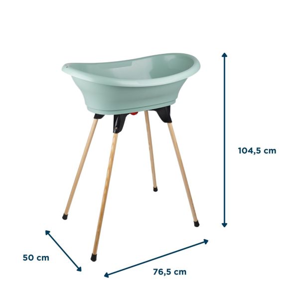 Baignoire Vasco avec pied et tuyau Vert sauge