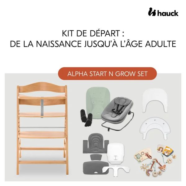 Pack complet chaise haute évolutive avec transat et accessoires Alpha Start N Grow Set