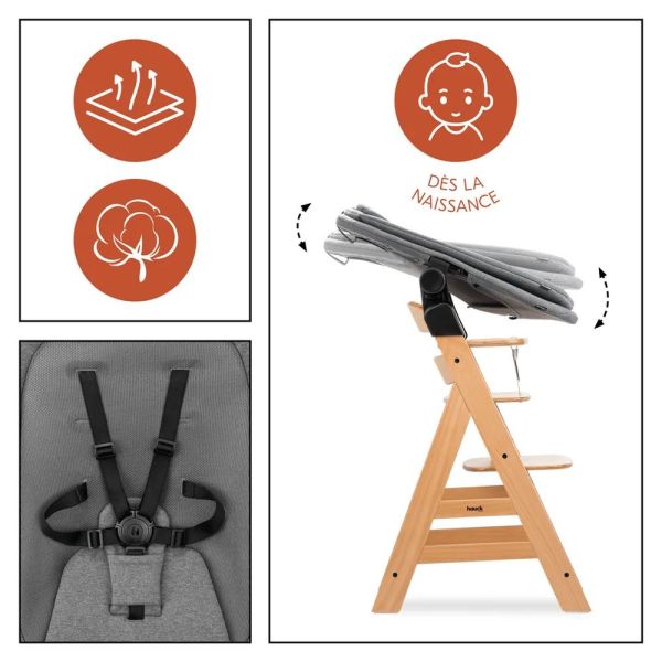 Pack complet chaise haute évolutive avec transat et accessoires Alpha Start N Grow Set