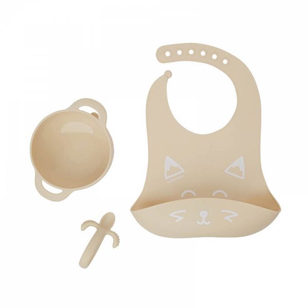 Coffret repas en silicone First'Isy renard beige