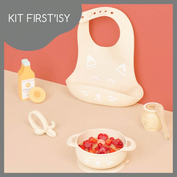 Coffret repas en silicone First'Isy renard beige