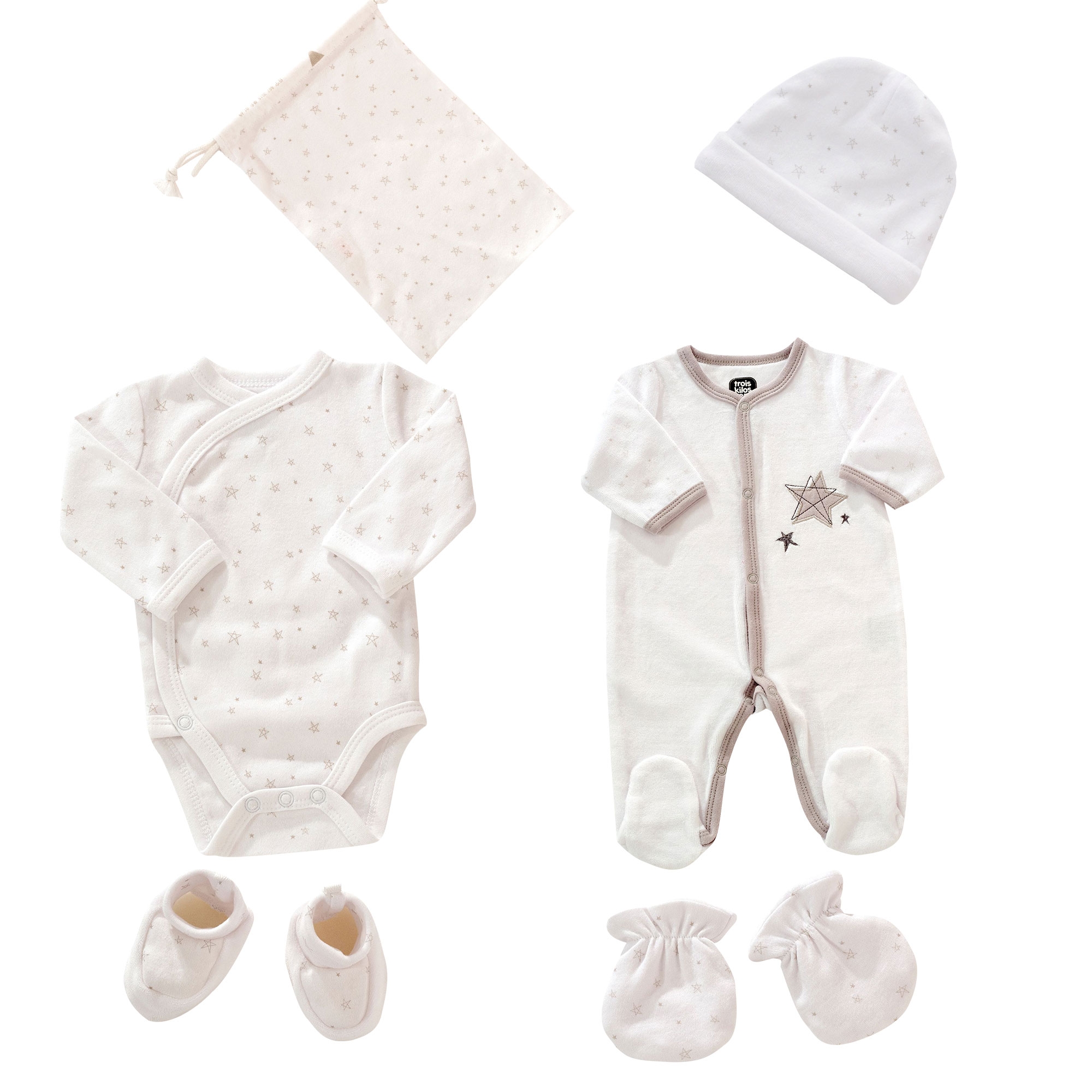 Coffret naissance mixte 5 pièces 100% coton j'aime Maman Papa > Babystock