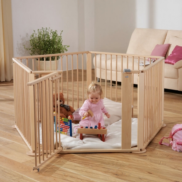 Barrière de sécurité modublable 120-180 cm - Bois naturel