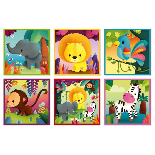 Lot de 9 cubes Animaux de la jungle