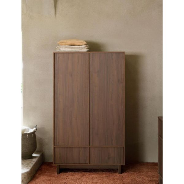 Armoire avec 2 portes battantes et 2 tiroirs Kyo - Walnut
