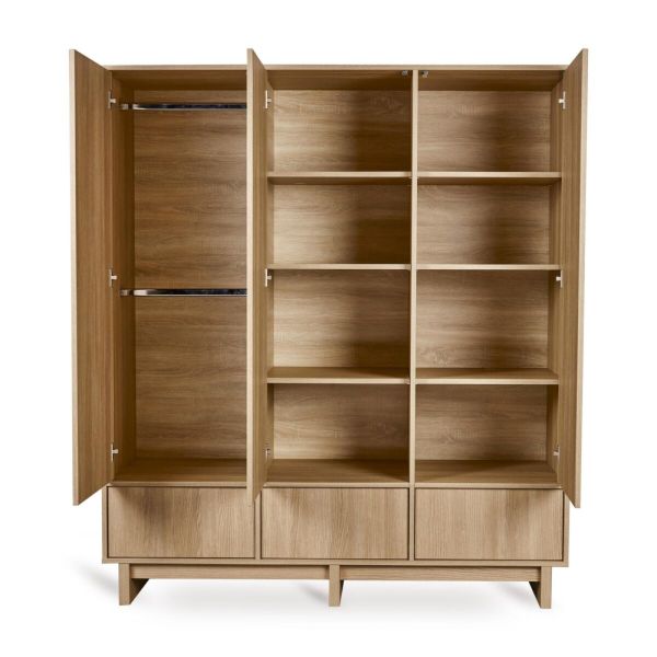 Armoire XL avec 3 portes et 3 tiroirs Kyo - Honey ash