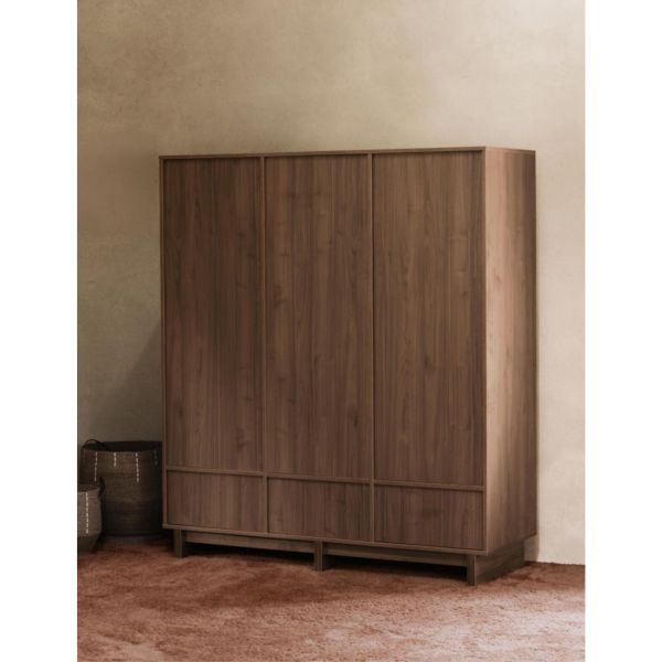 Armoire XL avec 3 portes et 3 tiroirs Kyo - Walnut