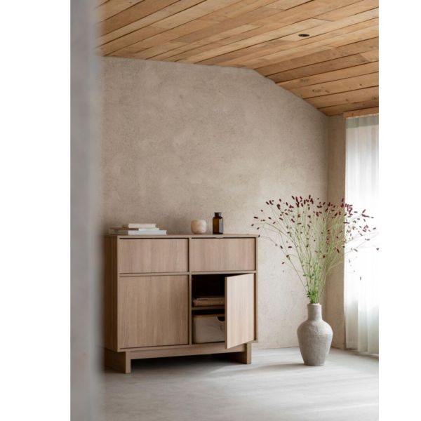 Commode avec 2 portes et 2 tiroirs Kyo - Honey Ash
