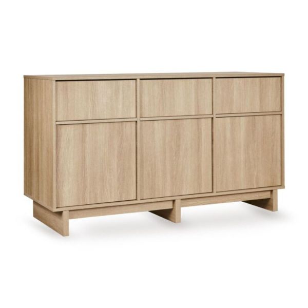 Commode XL avec 3 portes et 3 tiroirs Kyo - Honey Ash