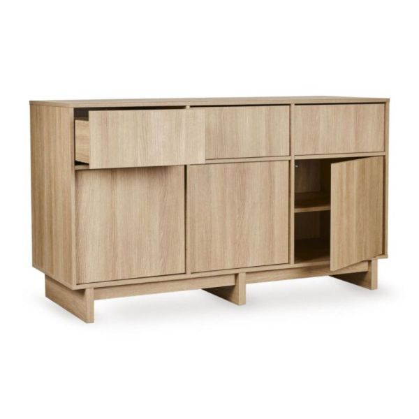 Commode XL avec 3 portes et 3 tiroirs Kyo - Honey Ash
