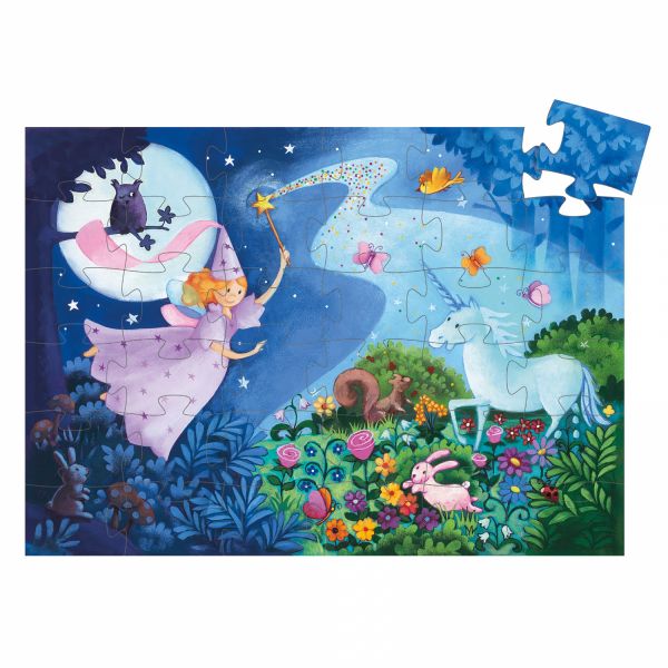 Puzzle silhouette La fée et la licorne 36 pièces