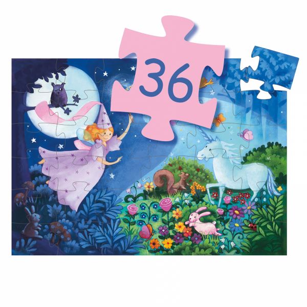 Puzzle silhouette La fée et la licorne 36 pièces