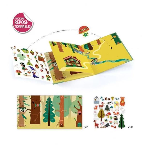 Stickers repositionnables avec décors La forêt magique