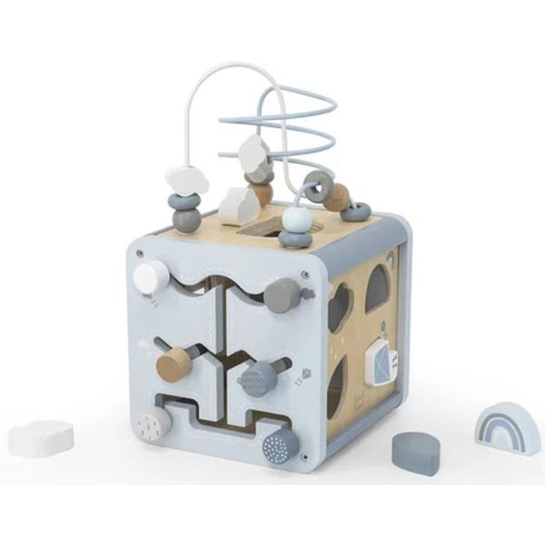 Cube d'activités en bois - Bleu