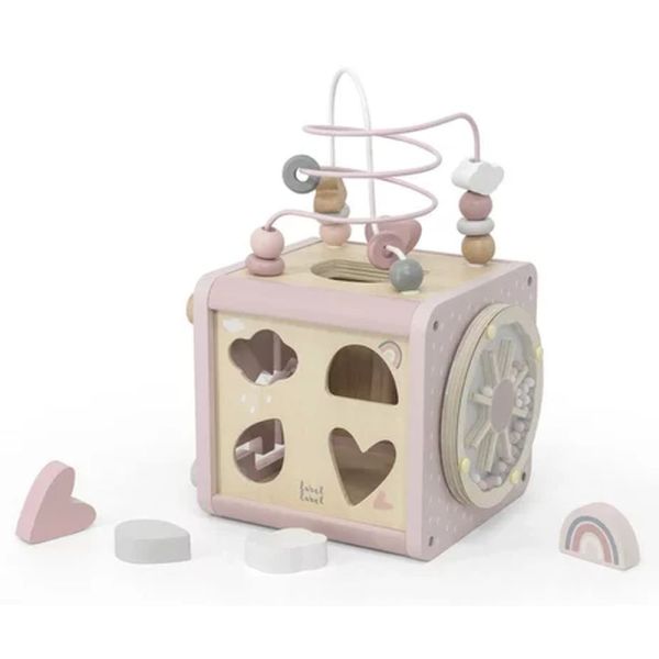Cube d'activités en bois - Rose