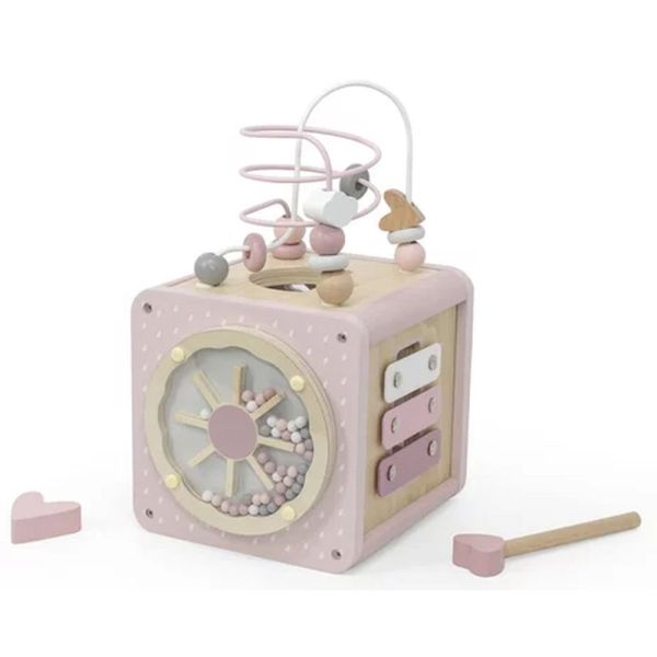 Cube d'activités en bois - Rose