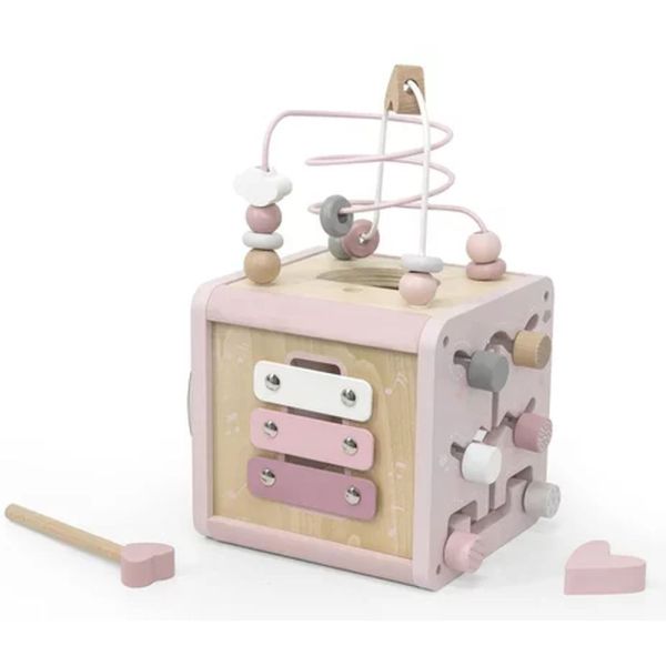 Cube d'activités en bois - Rose