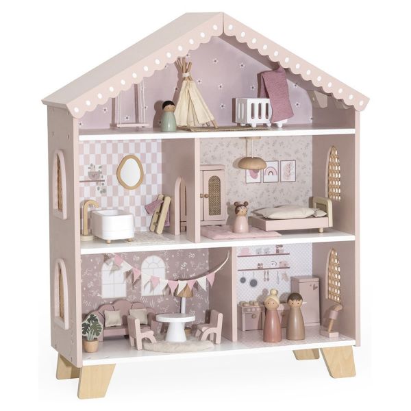 Maison poupées en bois - Rose