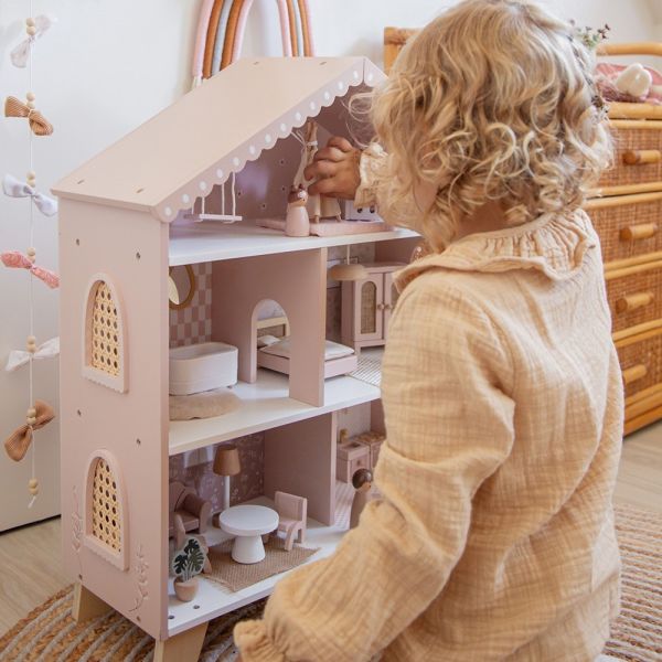 Maison poupées en bois - Rose