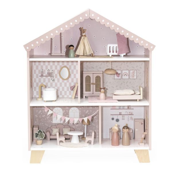 Maison poupées en bois - Rose