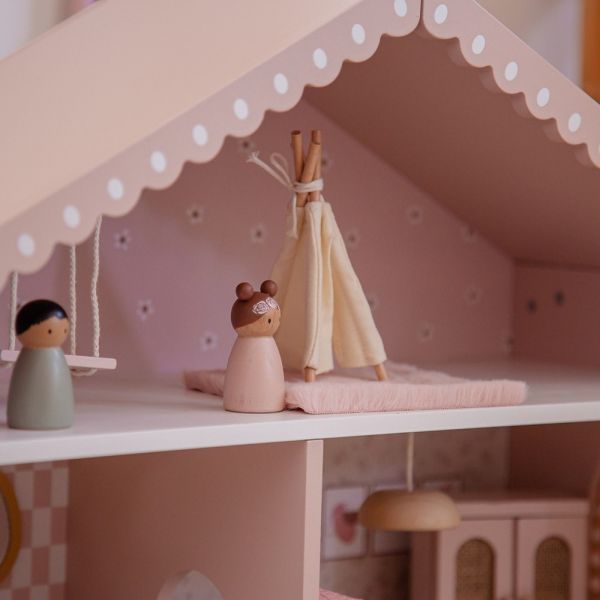 Maison poupées en bois - Rose