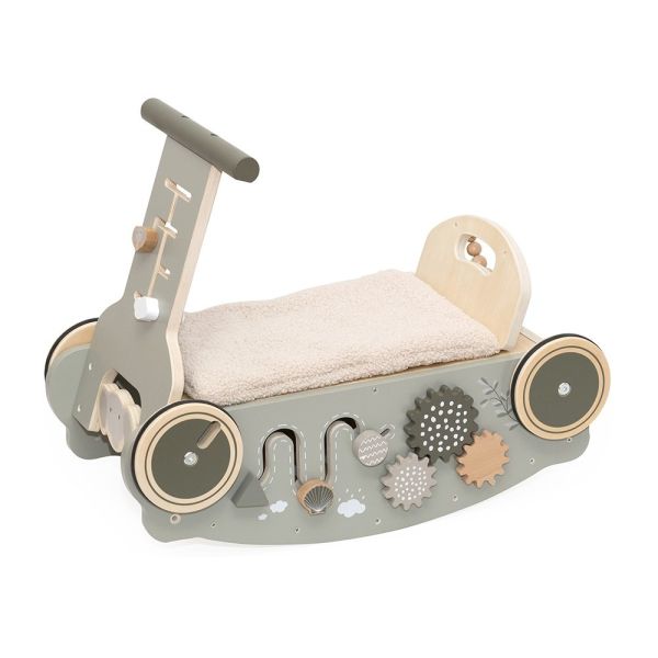 Porteur en bois 3 en 1 - Vert olive