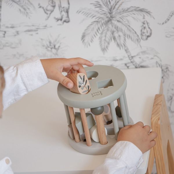 Jeu de formes en bois - Vert olive