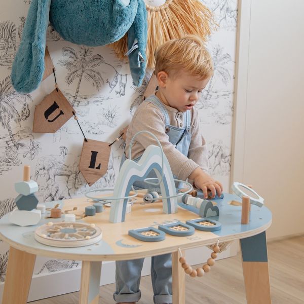 Table d'activités en bois - Bleu