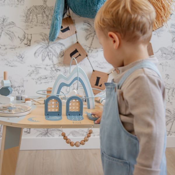 Table d'activités en bois - Bleu