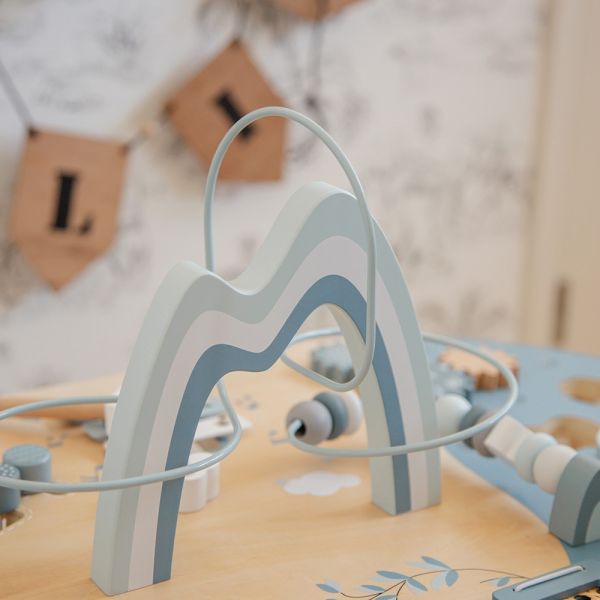 Table d'activités en bois - Bleu