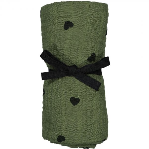 Lange bébé 110x110 cm Bianca Cœur Kaki