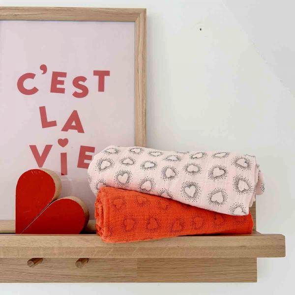 Lange bébé 110x110 cm Bianca Dotted Heart Rose