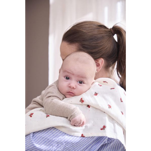 Lange d'emmaillotage en mousseline coton bio - Lucky