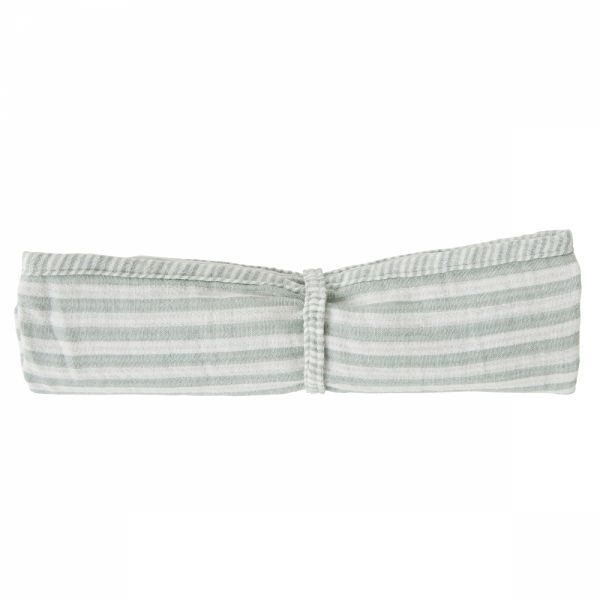 Lange gaze de coton gaufré rayé vert de gris