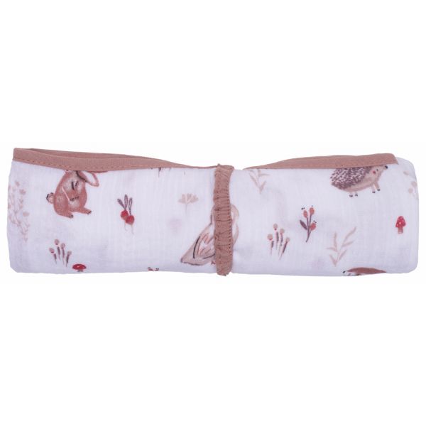 Lange en double gaze de coton gaufré clairière / Mocha