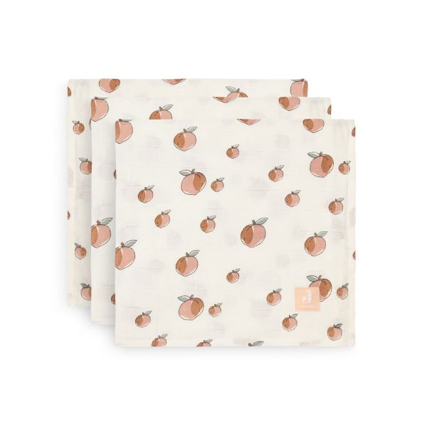 Lot de 3 langes coton hydrophile 70x70 cm Peach