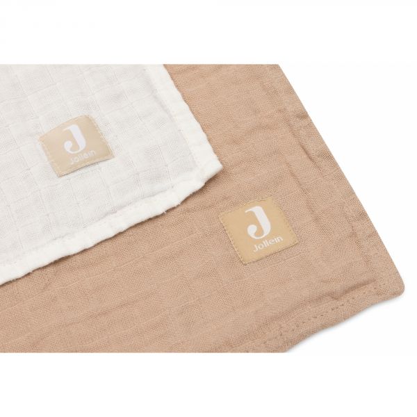 Lot de 2 langes gaze de coton 115 x 115 cm Biscuit & Ivoire