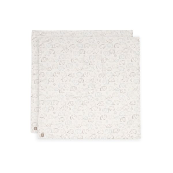 Lot de 2 langes gaze de coton 115 x 115 cm Elephant Tales