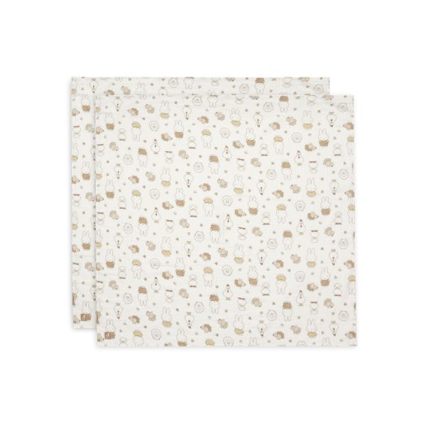 Lot de 2 langes gaze de coton 115x115 cm Miffy Family Farm