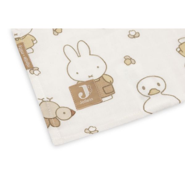 Lot de 2 langes gaze de coton 115x115 cm Miffy Family Farm