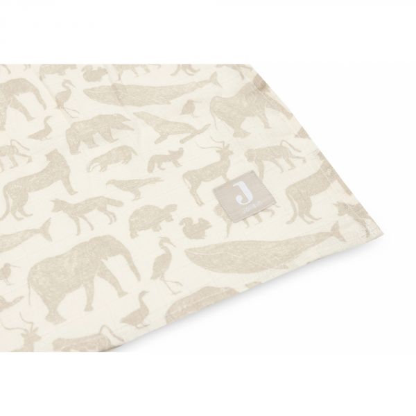 Lot de 2 langes coton hydrophile 115x115 cm Animals Nougat