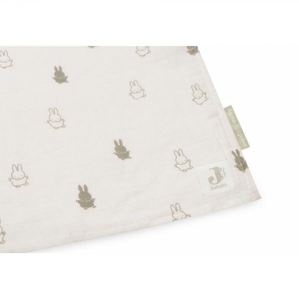 Lot de 2 langes gaze de coton 115x115 cm Happy Miffy Olive