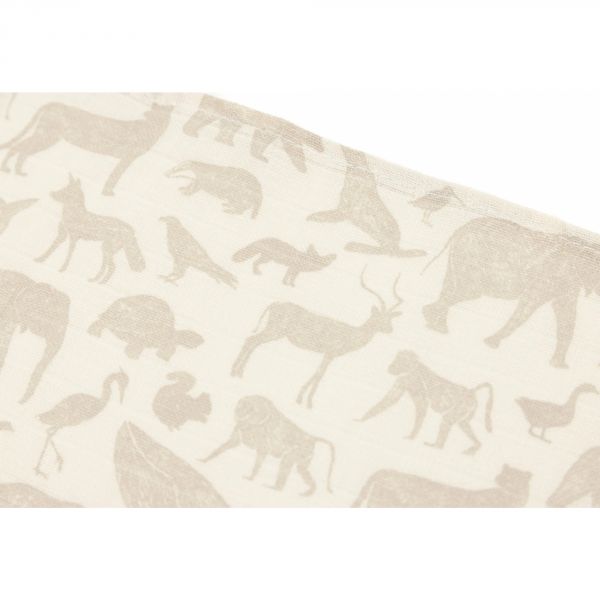 Lot de 3 langes gaze de coton 70 x 70 cm Animals Nougat