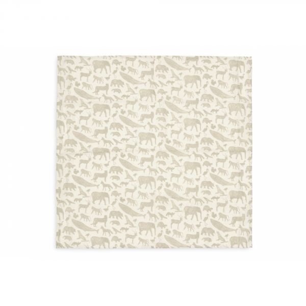 Lot de 3 langes gaze de coton 70 x 70 cm Animals Olive