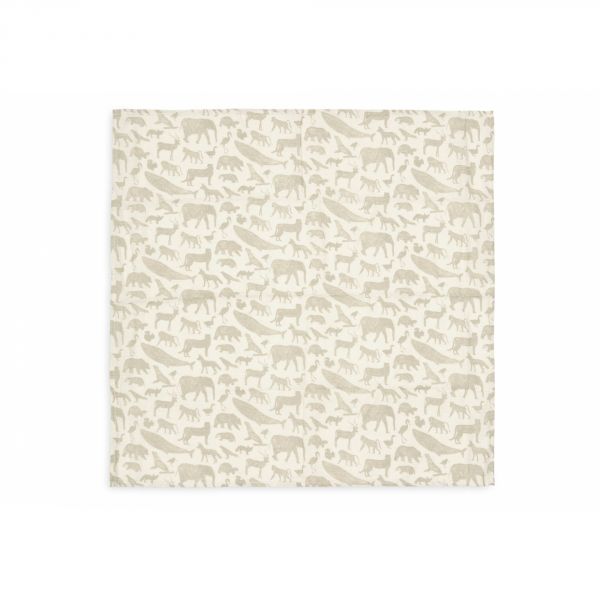 Lot de 3 langes gaze de Coton 70 x 70 cm Animals Olive Green